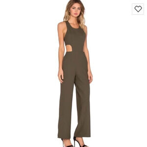 NBD x Revolve Olive Green Cutout Jumpsuit Sleeveless Pants Size Small Women's